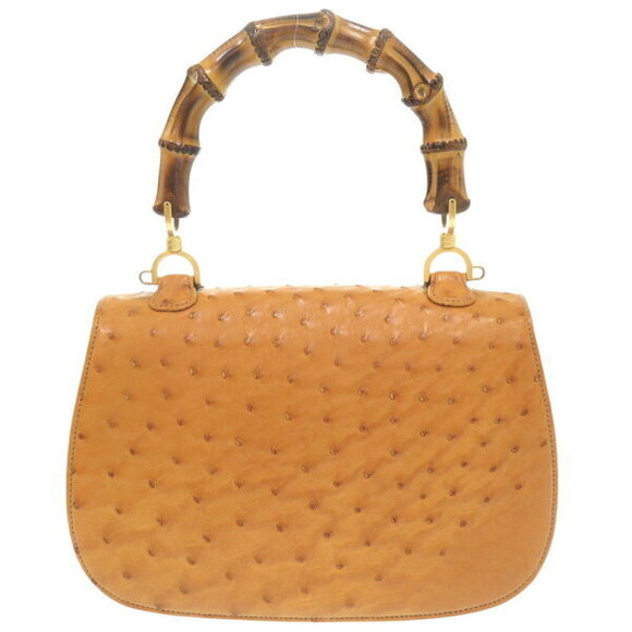 Gucci Bamboo ostrich brown handbag shoulder bag - Picture 3 of 8